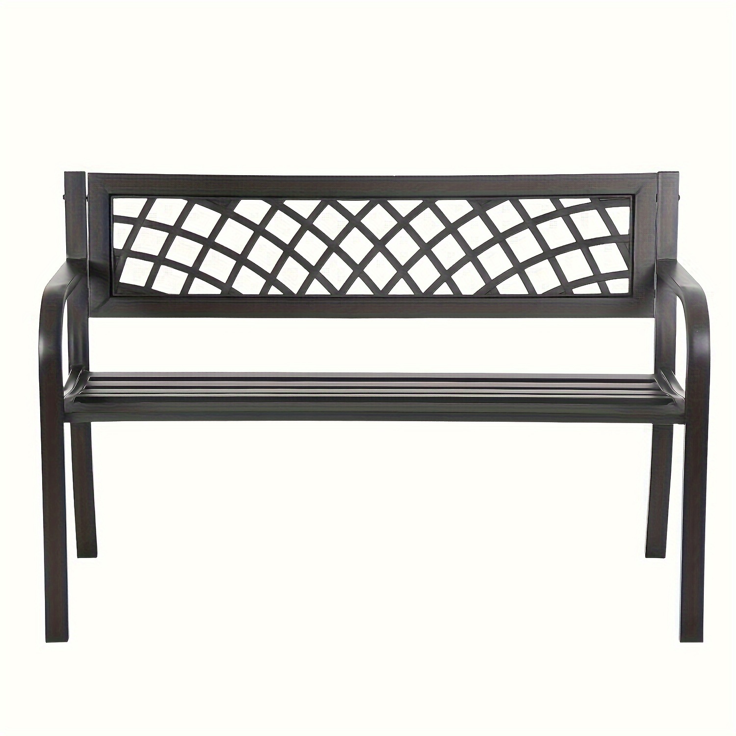 Garden Bench Outdoor Solid Black Metal Frame Patio Seating Park Bench for Backyard Lawn Porch Entryway for Garden, Patio and Yard Use