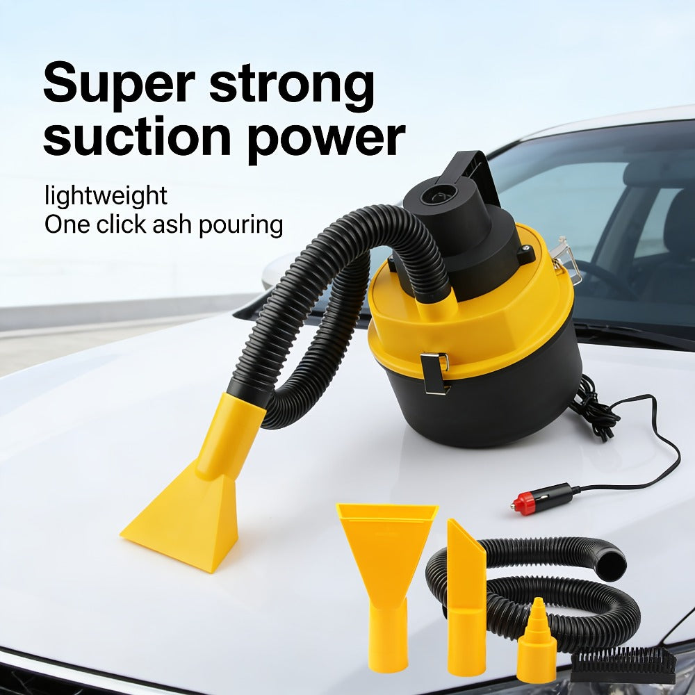 12V Bucket-Style Car Vacuum Cleaner with Suction and Blower Ports, 0.4L-Plus Source Capacity and Seven Colors