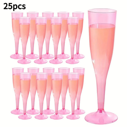 Pink 4.5-Ounce Stemmed Party Flutes in 25- or 50-Piece Packs for Toasts and Event Table Settings