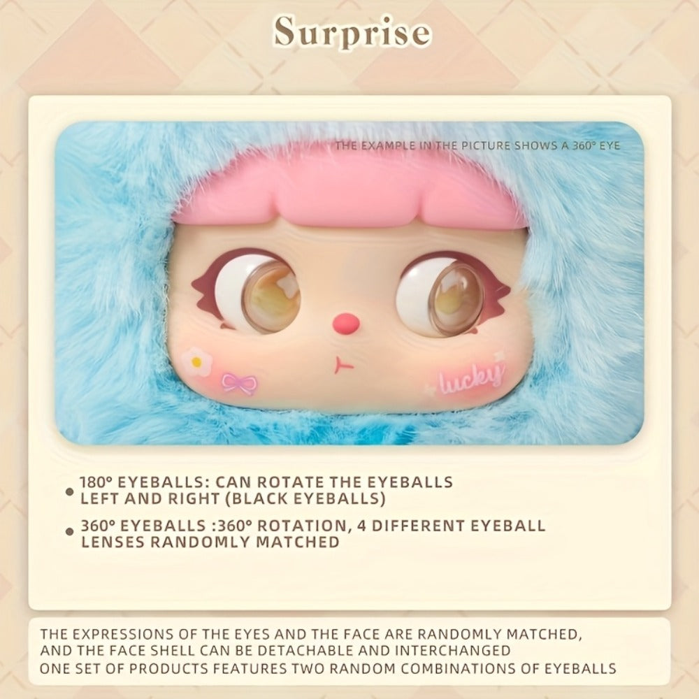 Plush Toy Kawaii Rabbit with Detachable Face Panel and Assorted Character Styling for Display