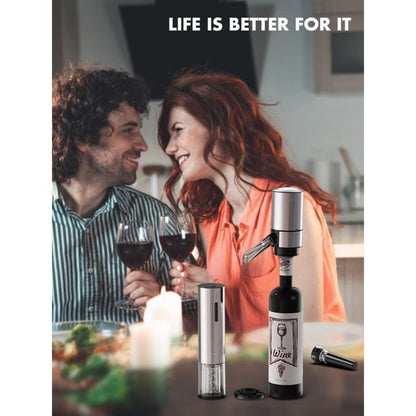 Electric Wine Opener Gift Set Rechargeable, 5-Piece Wine Accessory Kit with Aerator, Vacuum Stoppers