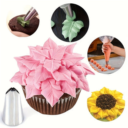 Russian Piping Nozzle Set 121pcs, 12 Flower Icing Tips, 2 Leaf Piping Tips, 2 Couplers and 100 Piping Bags