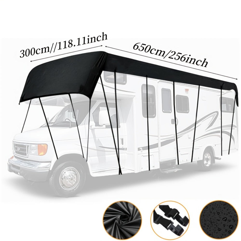 RV Cover Waterproof Heavy Duty Oxford Fabric Sunshade Anti-Falling Leaves Foldable Motorhome Caravan Trailer Protection Cover Multiple Sizes