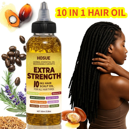 Hair Growth Oil 10-in-1 Botanical Herbal Blend Batana Rosemary Fenugreek Castor Red Onion Ginseng Turmeric Pumpkin Seed Nourishes