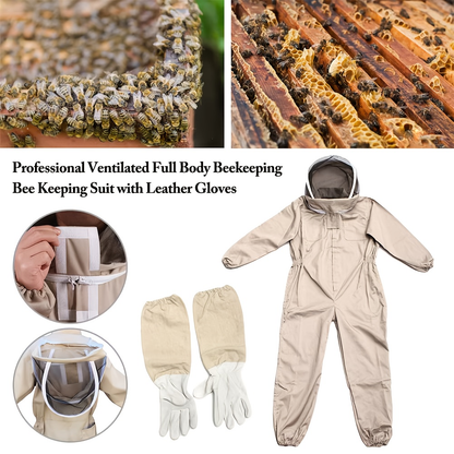Full Body Bee Suit 3-Layer Breathable Veil Hood Gloves Filter Screen for Garden, Patio and Yard Use