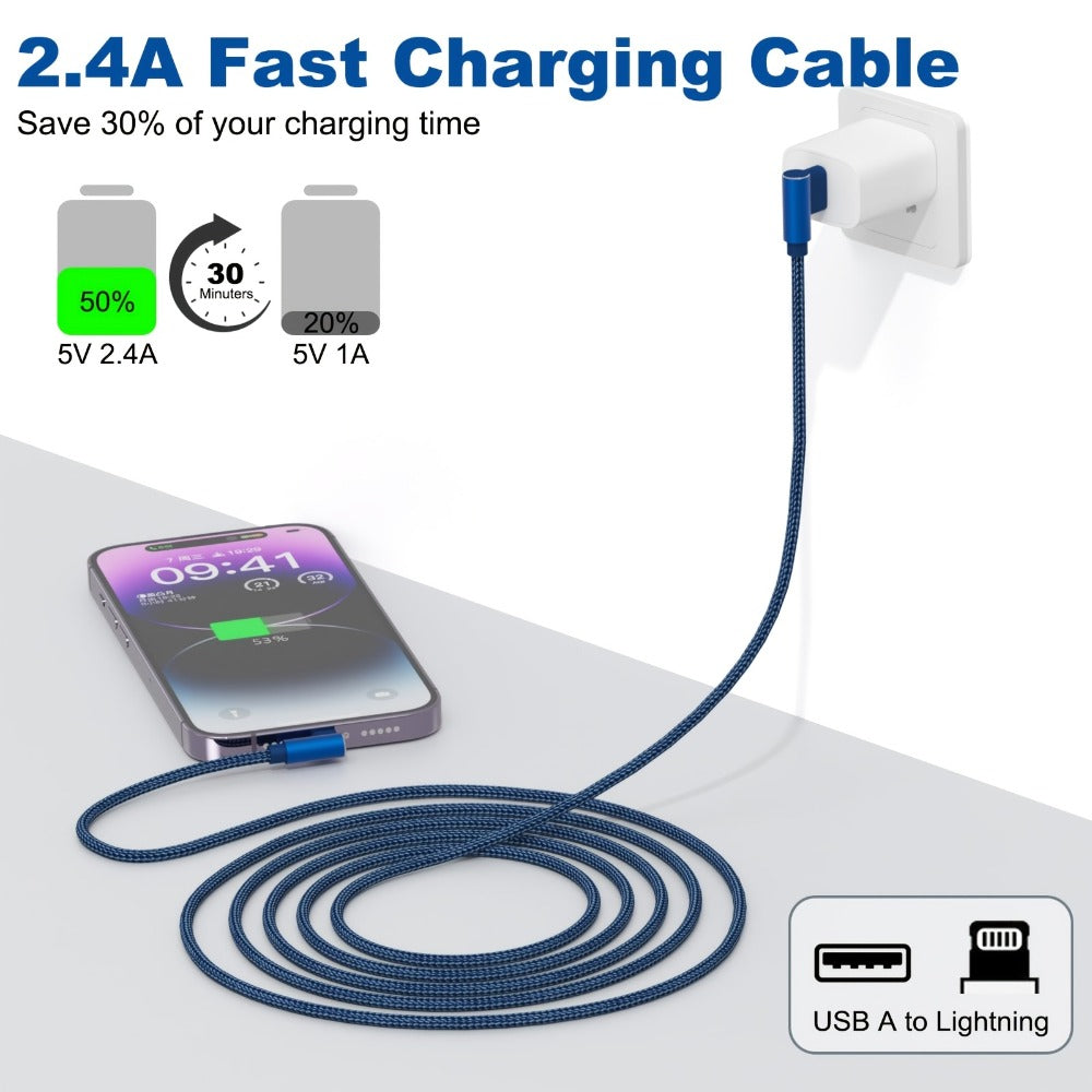 10ft Nylon Braided Lightning Cable 3-Pack MFi, USB-A to Lightning iPhone Charger Cord for iPhone 14 13 12 11 Pro Max XS XR X 8 7 SE