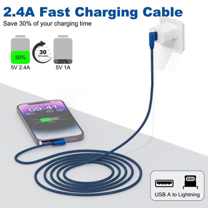 10ft Nylon Braided Lightning Cable 3-Pack MFi, USB-A to Lightning iPhone Charger Cord for iPhone 14 13 12 11 Pro Max XS XR X 8 7 SE