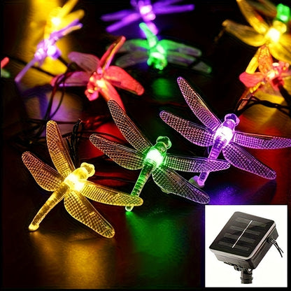 Solar Dragonfly String Lights Outdoor 30 LED 8 Modes, for Garden, Pathway and Patio Lighting