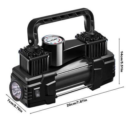 150 PSI 12V Dual-Cylinder Tire Inflator with Analog or Digital Gauge, LED Light and Carry Handle