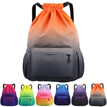 Drawstring Backpack Gym Bag – Large Capacity Nylon Cinch Sack with Strap Pocket, Lightweight Training & Outdoor Travel Bag for Men Women | 4