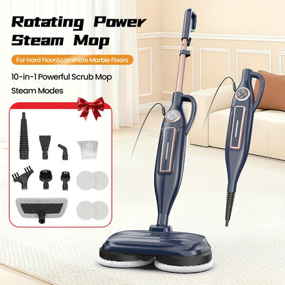 Steam Mop 10-in-1 Spinning Rotating Mop Pads with Steam Blaster Technology - 3 Steam Modes, LED Headlights