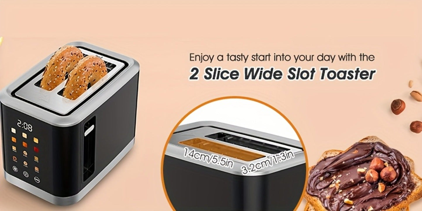 2 Slice Toaster with Touch Screen, 1.5" Wide Slot for Bread, Bagels & English Muffins, 6 Bread Types