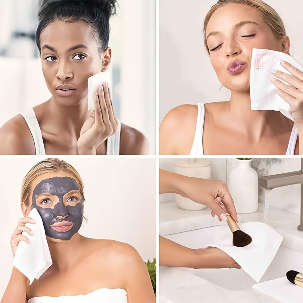 Disposable Face Towels Jumbo Ultra- Extra Thick, Highly Dry Wet Dual-Use Facial Wipes for Makeup Removal