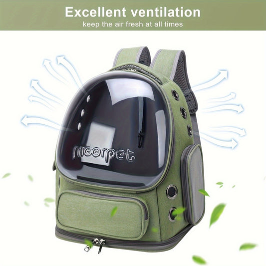 Cat Backpack Carrier with Collar | Breathable Oxford Pet Backpack for Cats & Small Dogs, Large Capacity Travel Bag with Safety Zippers