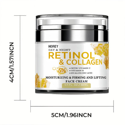 Retinol Face Cream with Hyaluronic Acid for Women Lifting Neck Cream Smooths Wrinkles Fine Lines Day Night Dry Skin Care 50g