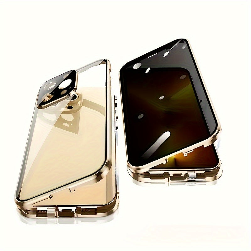 Double-Sided Glass iPhone Case with Stand 2-Piece Set Magnetic 360 Metal Frame Safety Lock Lens for an Everyday Personal Care Routine