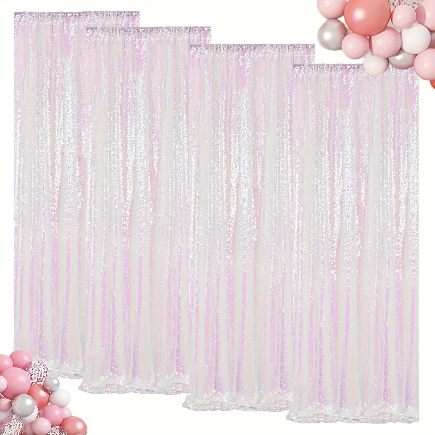 Sequin Backdrop Curtain for Party Wedding – 4x8ft Shimmering Glitter Curtain for Birthday Photo Booth Stage Decoration, Easy Hang