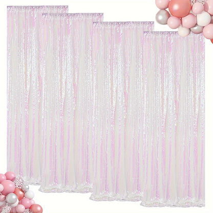 Sequin Backdrop Curtain for Party Wedding – 4x8ft Shimmering Glitter Curtain for Birthday Photo Booth Stage Decoration, Easy Hang