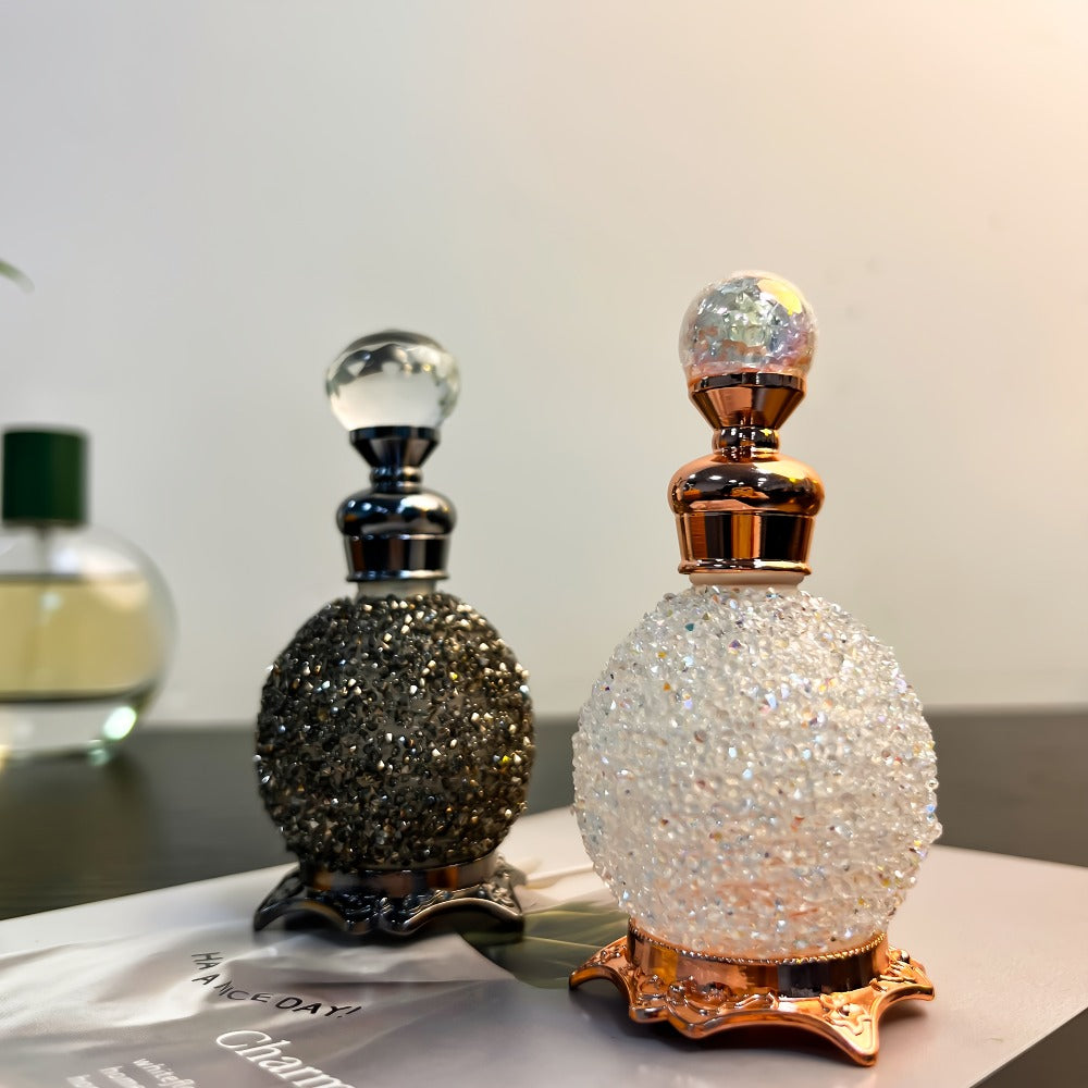 Perfume Bottle Refillable Atomizer 0.51oz, Vintage Imitation Crystal Arabic Style Empty Essential Oil Spray Bottle