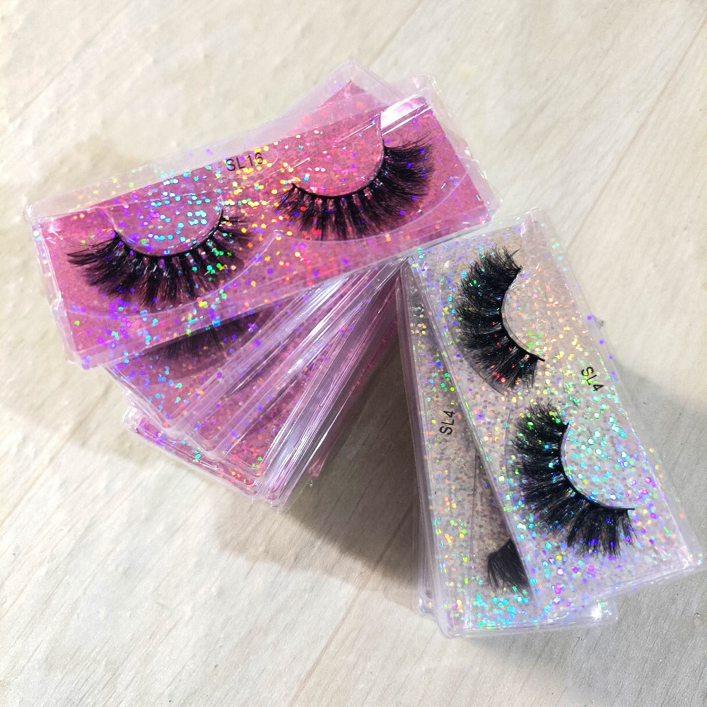 DD Curl False Eyelashes Multipack with 20 Pairs across Five Mixed Styles in Glitter-Top Round Cases