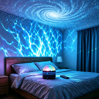 LED Star Projector Night Light USB Powered, 7-Star Galaxy Starry Sky & Water Ripple Effect Lamp for Bedroom Camping Wedding Home Decor