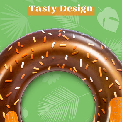 Glitter Donut Pool Float 3 Pack 32.5 Inch Inflatable Swim Ring Set – Strawberry Chocolate Mint Pool Tubes for Summer Pool Party