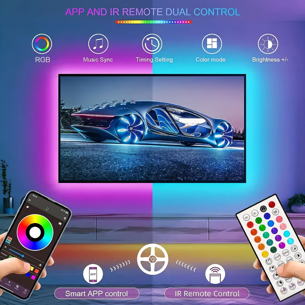 Music Sync LED Strip Lights with APP & 24-Key Remote - RGB Color Changing Built-in Mic for an Everyday Personal Care Routine