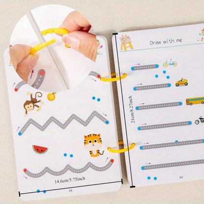 Reusable Magic Practice Book Set for Kids Ages 3-8, 64 Pages Handwriting & Calligraphy Workbook with 8 Erasable Pens & Eraser