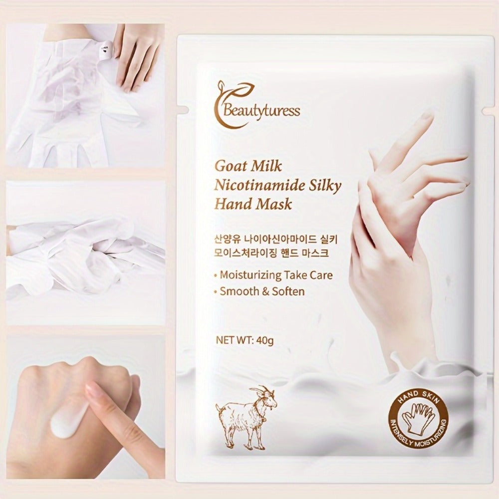 Moisturizing Hand Mask Gloves 20 Pairs with Niacinamide, Goat Milk & Glycerin | Brightening Deep Hydration Spa Treatment for Dry Rough