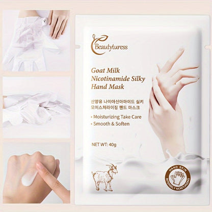 Moisturizing Hand Mask Gloves 20 Pairs with Niacinamide, Goat Milk & Glycerin | Brightening Deep Hydration Spa Treatment for Dry Rough