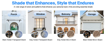Polycarbonate Window Awning Door Canopy - UV Rain Snow Sun Protection Overhang for Doorways, Patio & Windows