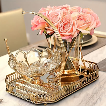 Glass Fruit Bowl Decorative Serving Tray – Modern Minimalist Centerpiece for Living Room, Dining & Kitchen | European Luxury Style Home