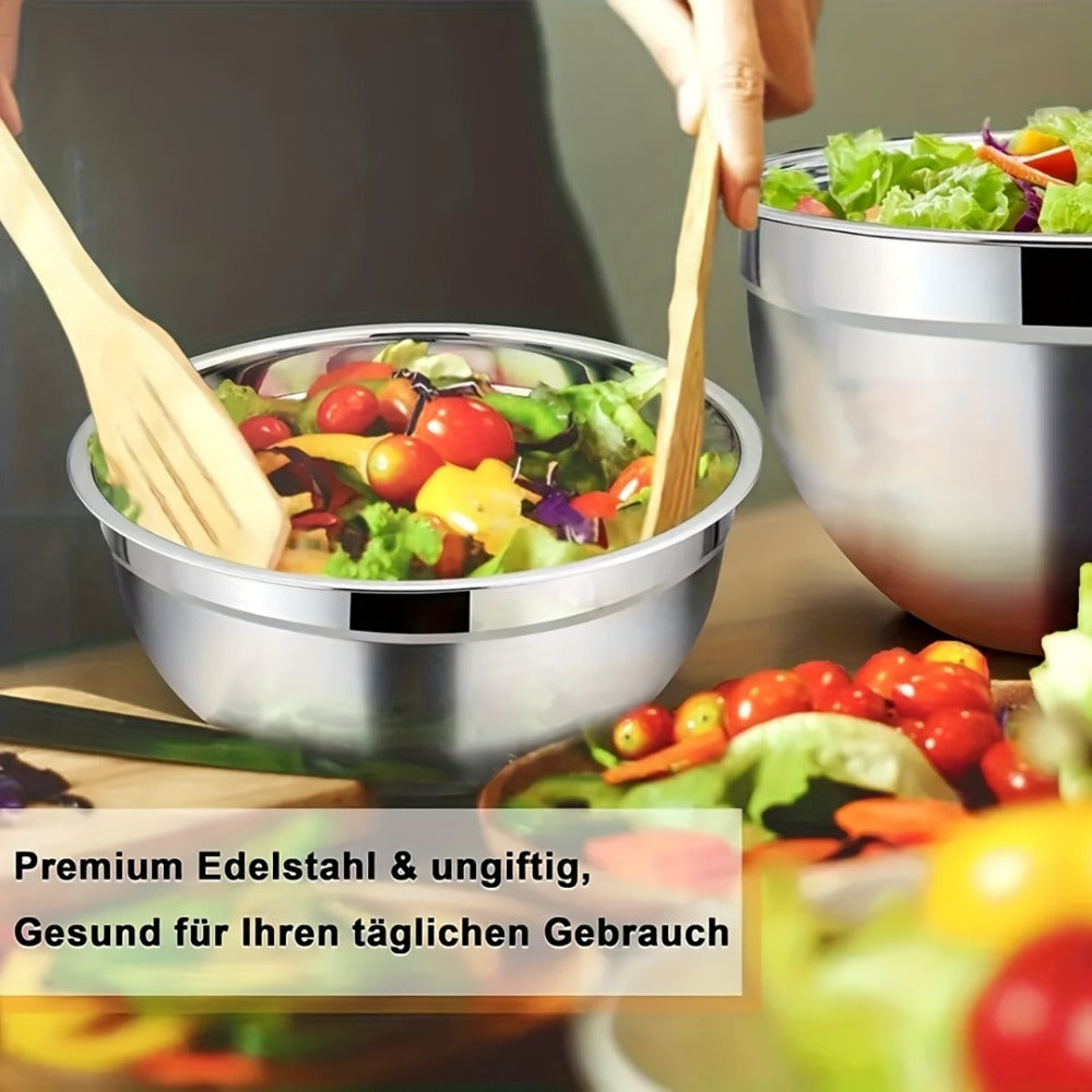 Stainless Steel Mixing Bowls with Airtight Lids Set of 14 Seven Nesting Bowls 0.7 to 4.5QT for Home Cooking, Dining and Outdoor Meals