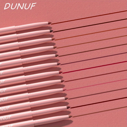 Waterproof Lip Liner Set 12 Pcs 2-in-1 Matte Lipstick Pencil Long Lasting Rich Pigment Smooth Glide Lip Color Kit Nude to Bold Shades