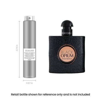 Perfume Travel Spray in 5ml Silver Atomizer with Black Opium Coffee, White-Flower and Vanilla Profile