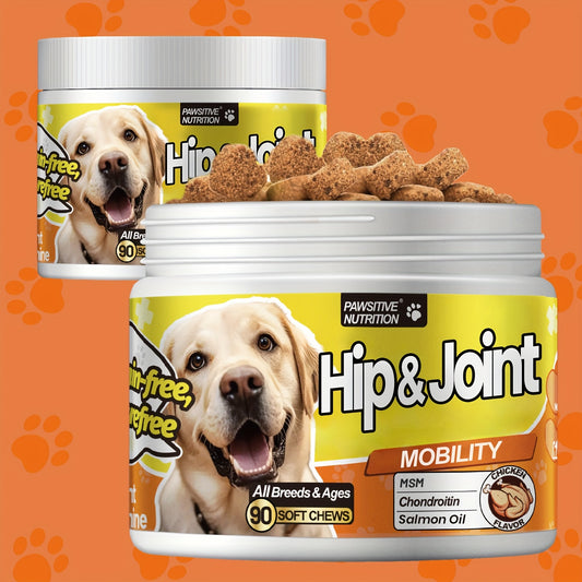 Hip & Joint Supplement for Dogs with Glucosamine & Chondroitin – MSM, Alaskan Salmon Oil Soft Chews for Mobility & Flexibility
