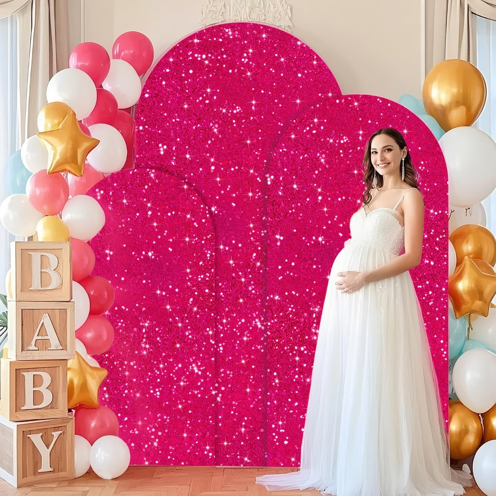 Sequins Wedding Arch Cover Set of 3 Sizes 4ft 5ft 6ft Metallic Spandex Arch Backdrop Cover Payette Glitter Arch Stand Cover for Wedding