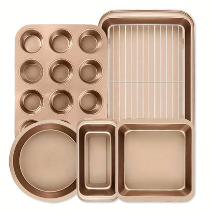 Nonstick Bakeware Set with Cooling Rack Cookie Sheet Cake Pans Loaf Muffin Pizza Pan Baking Pans Set for Kitchen 6 14 15 Piece