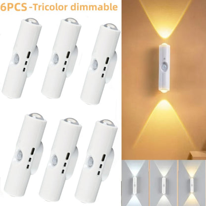 Cat Eye LED Wall Light Motion Sensor, 6 Pack USB Rechargeable Night Lamp, 3 Color Settings