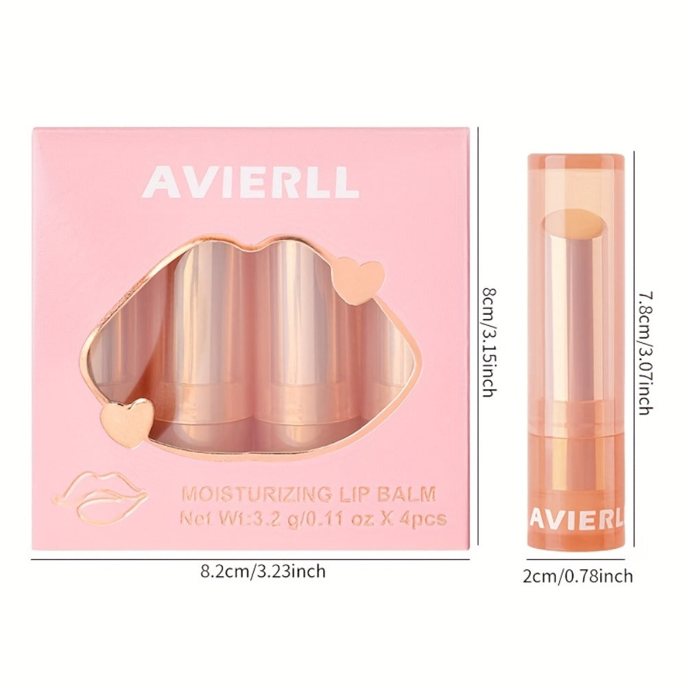 Moisturizing Lip Balm Set 4pcs Waterproof with Vitamin E Oil & Plant Oils – Long-Lasting Nourishing Lip Care for Dry Chapped Lips