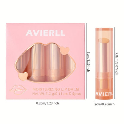 Moisturizing Lip Balm Set 4pcs Waterproof with Vitamin E Oil & Plant Oils – Long-Lasting Nourishing Lip Care for Dry Chapped Lips