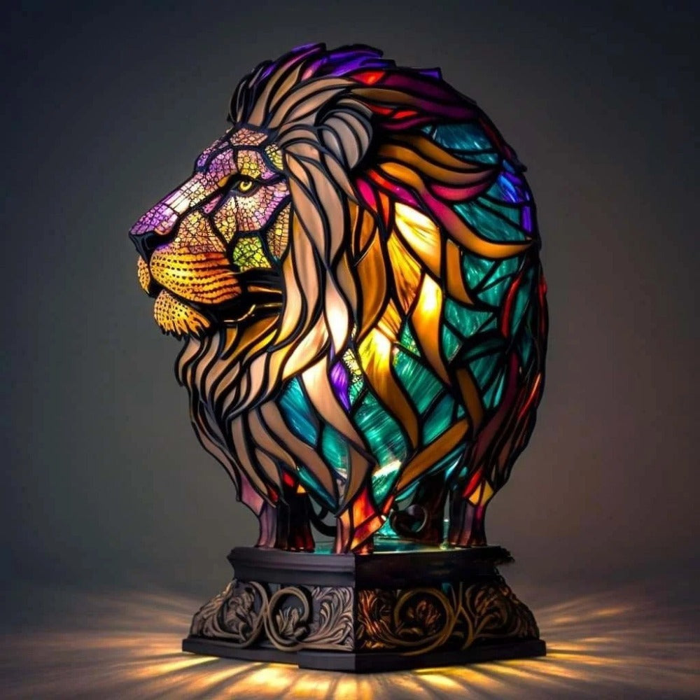3D Resin Animal Night Light, Bohemian Vintage Dragon, Owl & Sea Turtle Stained Desk Lamp for Bedroom