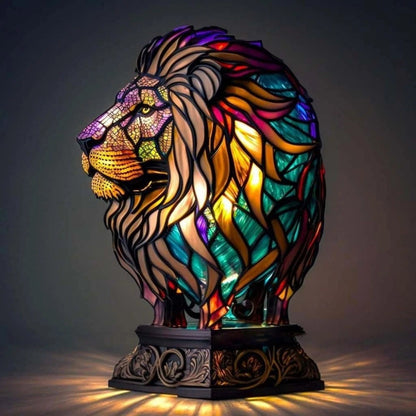 3D Resin Animal Night Light, Bohemian Vintage Dragon, Owl & Sea Turtle Stained Desk Lamp for Bedroom