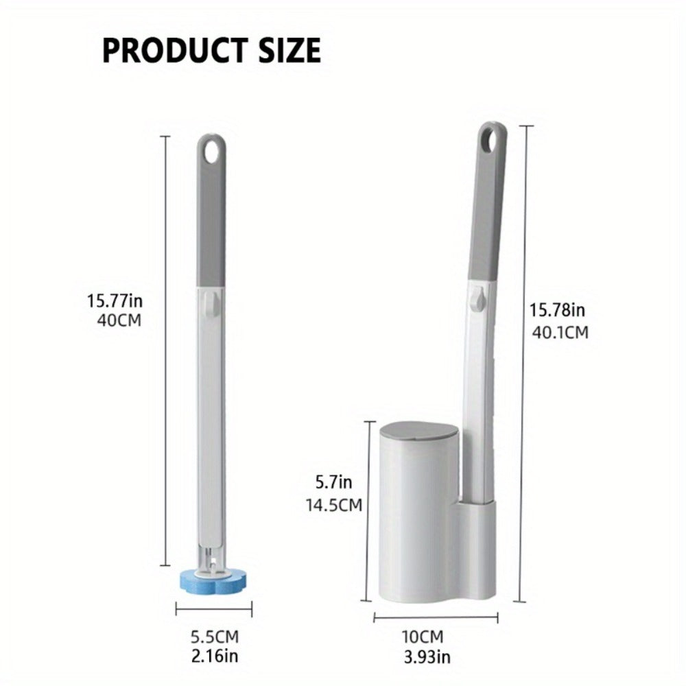 Disposable Toilet Brush Set with Replacement Brush Heads Wall Mounted or Floor Standing for Entryways, Bedrooms and Living Spaces