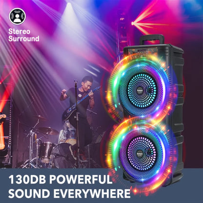 Dual 8.5" Subwoofer Party Speaker 6000W with RGB Lights | Portable Wireless Bluetooth 5.0, TWS Stereo Pairing, FM Radio, Built-in Mic