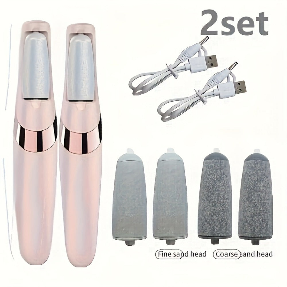 Electric Foot File Callus Remover IPX4 Waterproof Auto Light 2 Speed Interchangeable Grinding Heads Portable Pedicure Tool Dead Skin Cracked
