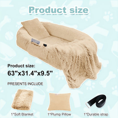 Human Dog Bed Extra Large – 70x44x11 Inch Washable Faux Fur Orthopedic Dog Bed for People & Pets, Non-Slip Giant Dog Bed with Removable