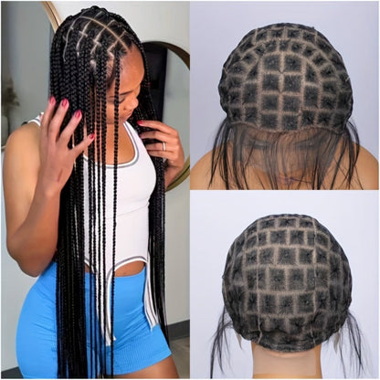 Braided Wig Cap Double Full Lace with Baby Hair Glueless Breathable Adjustable 22 Inch | 81-120 Sections Goddess Box Braid Faux Locs Passion
