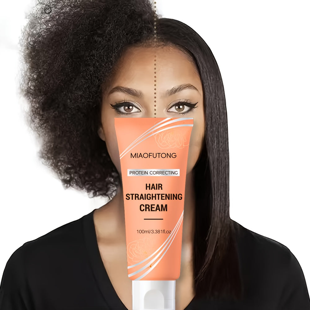 Smoothing Hair Straightening Cream with Protein & Keratin, Deep Frizz Control Treatment for All Hair Types