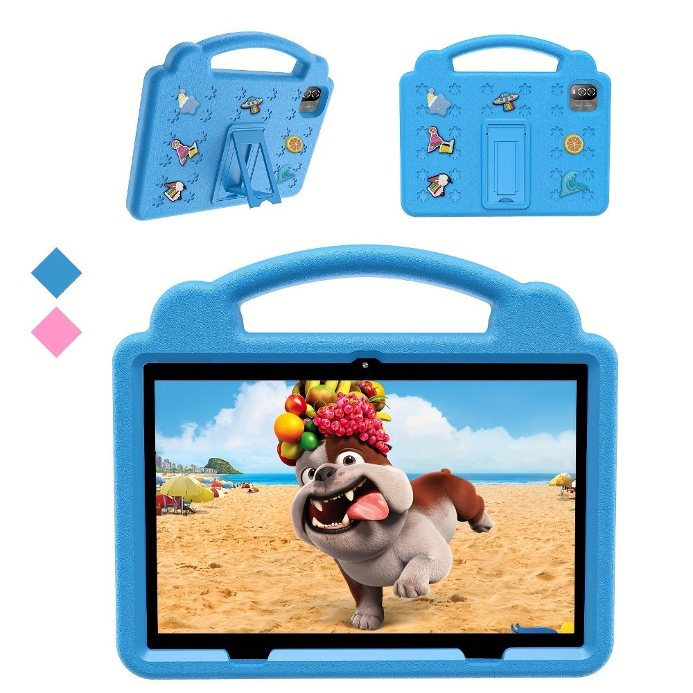 Kids Tablet 10.1 Inch with Android 15, 12GB RAM, 64GB Built-In Storage, Dual Cameras and Handle Case